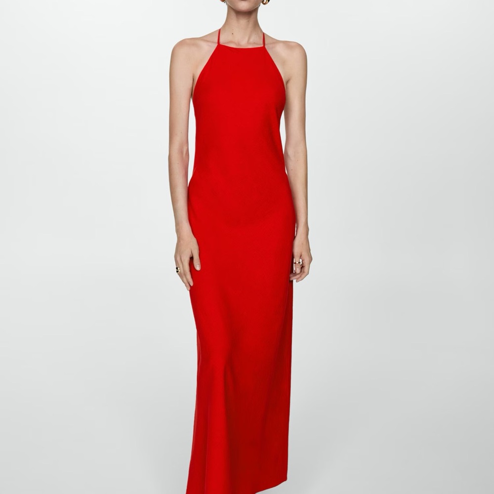 Mango Halter Neck Maxi Dress